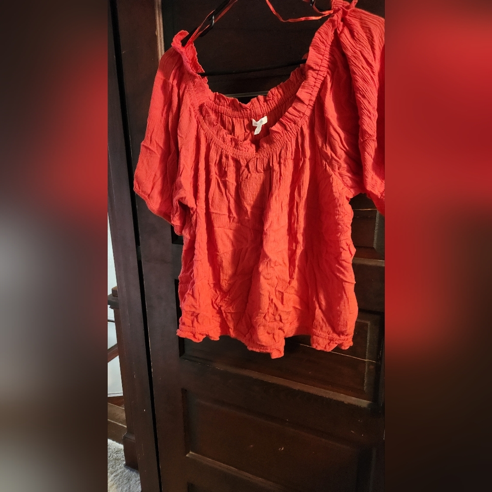 Maurices Women's Red Off-Shoulder Crop Top